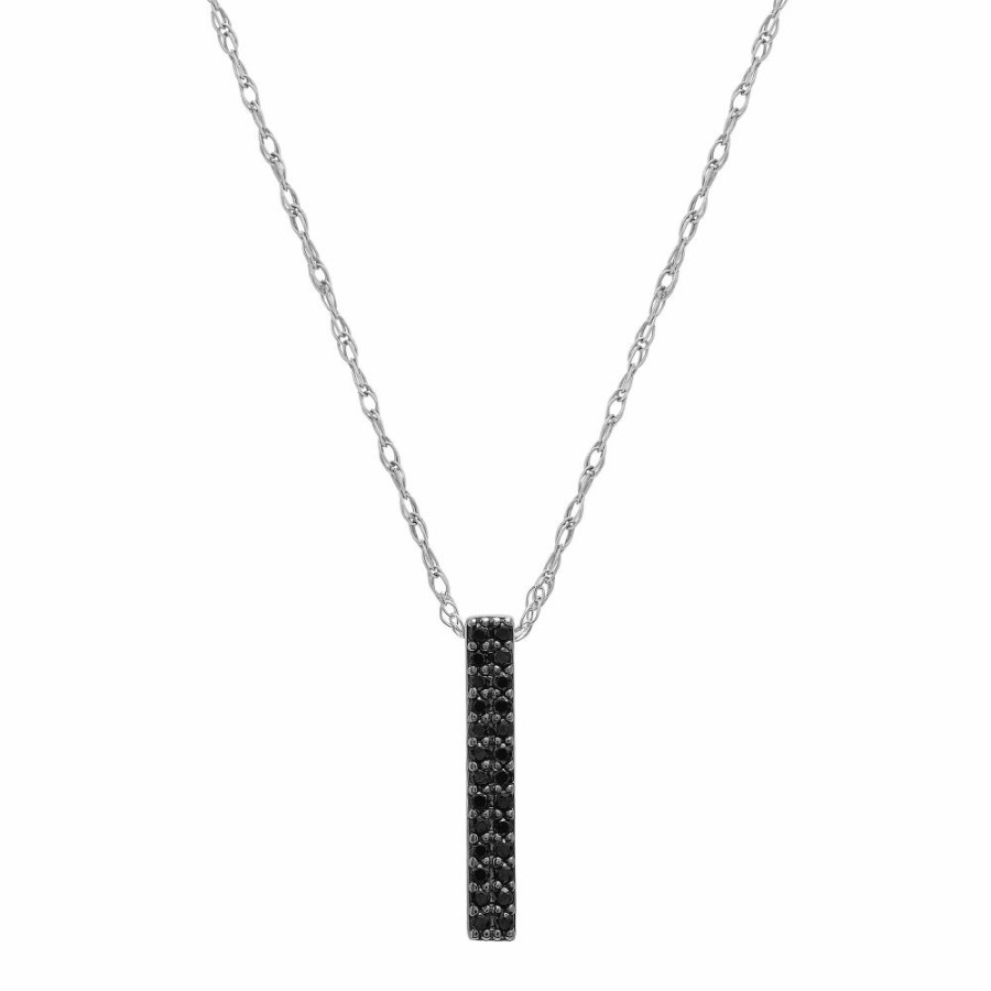 Pendants * | Clearance Sale Black Diamond Vertical Bar Pendant In 10K White Gold (1/10 Ct. Tw.)