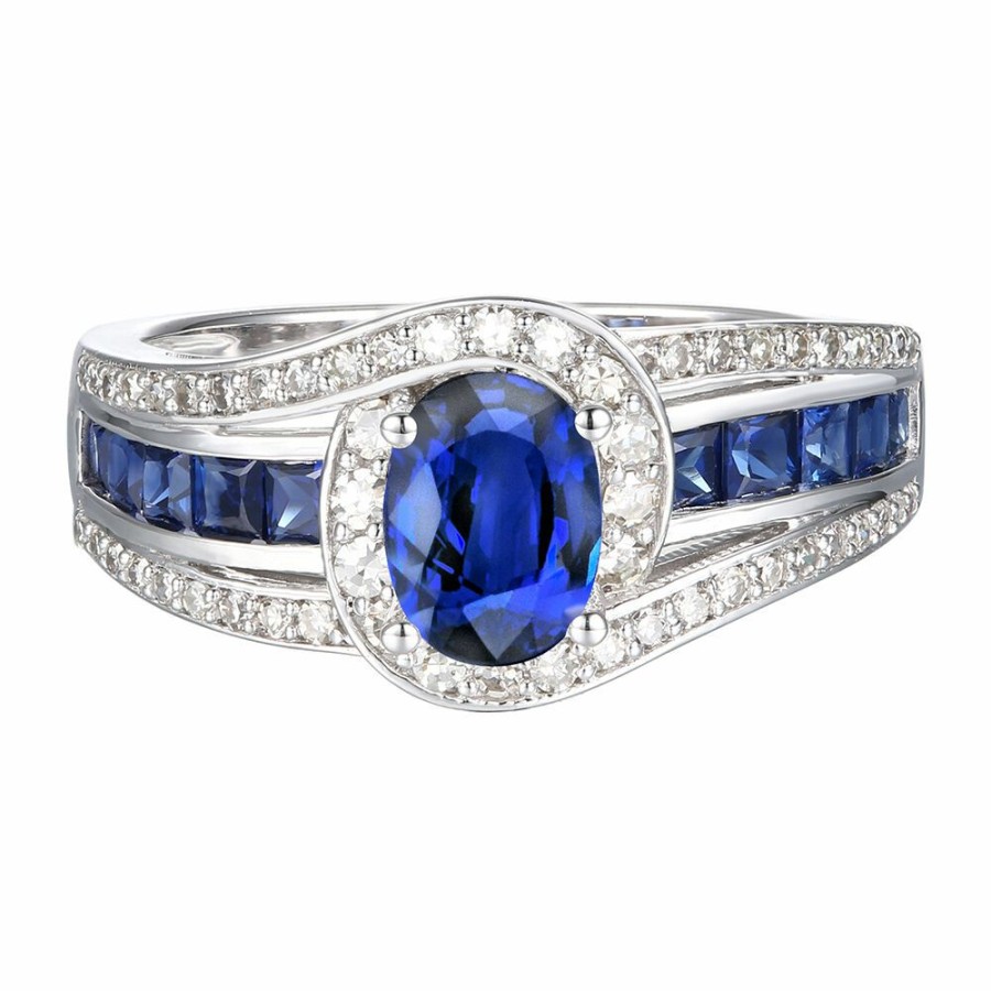 Rings * | Half Off Blue Sapphire & 3/4 Ct. Tw. Diamond Ring In 10K White Gold