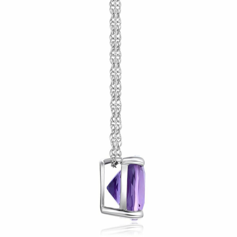 Pendants * | Limit Offer Amethyst Pendant In 10K White Gold