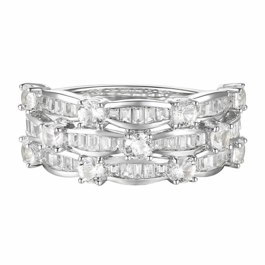 Rings * | Clearance Sale Diamond Three-Row Band In 10K White Gold (1 Ct. Tw.)