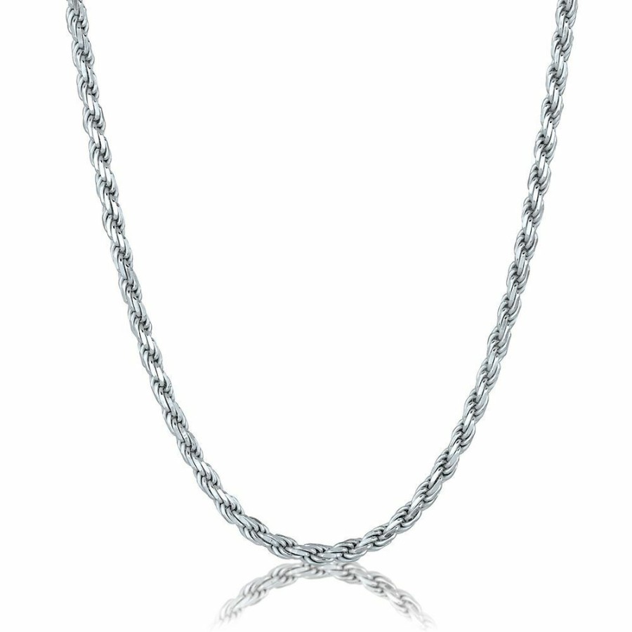 Accessories * | On Sale Diamond Cut Rope Chain In Sterling Silver, 24