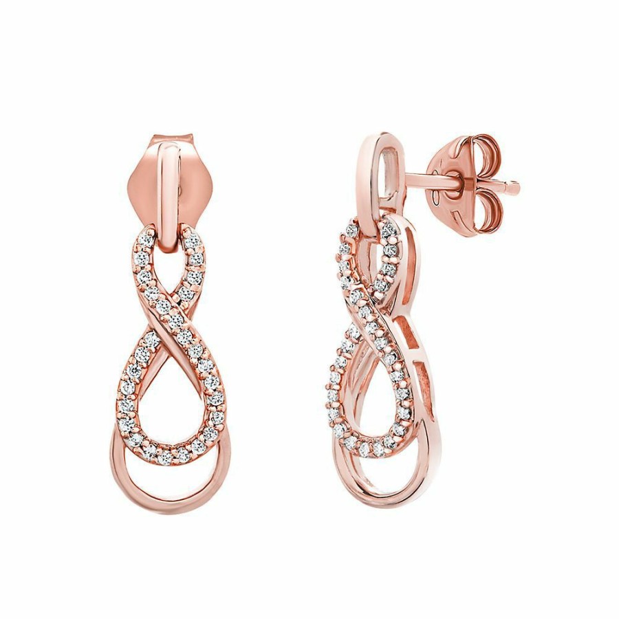 Earrings * | Clearance 1/10 Ct. Tw. Diamond Infinity Earrings In 10K Rose Gold