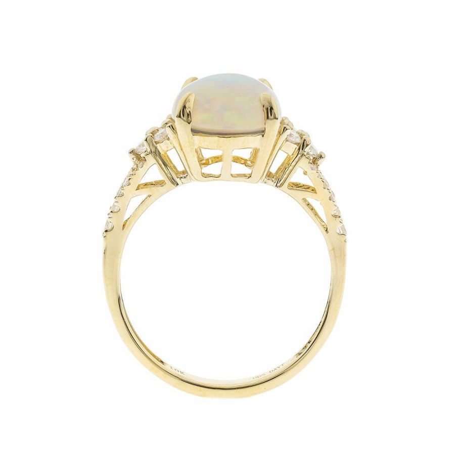 Rings * | Clearance Sale Ethopian Opal & 1/4 Ct. Tw. Diamond Ring In 10K Yellow Gold