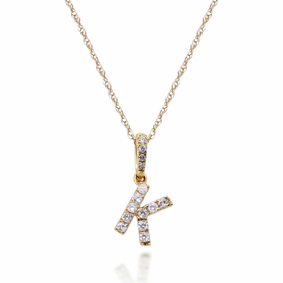 Pendants * | Limit Offer Diamond K Initial Pendant In 10K Yellow Gold (1/7 Ct. Tw.)