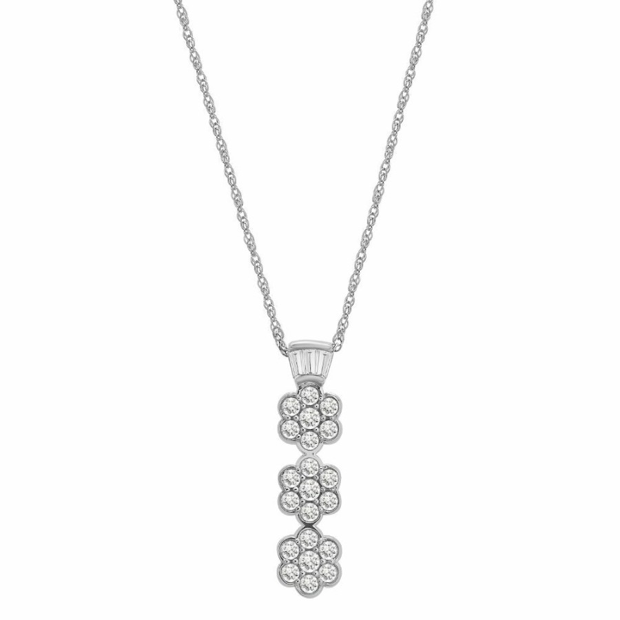 Pendants * | Discount Online Diamond Drop Pendant In 10K White Gold (1/4 Ct. Tw.)