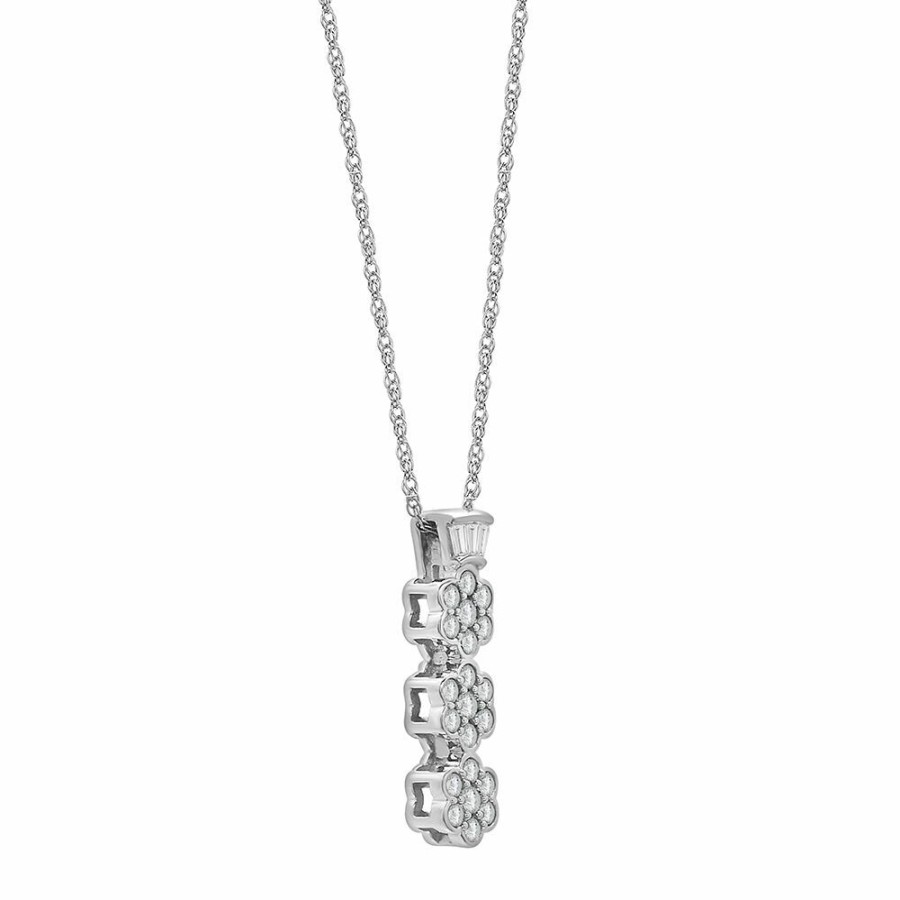 Pendants * | Discount Online Diamond Drop Pendant In 10K White Gold (1/4 Ct. Tw.)