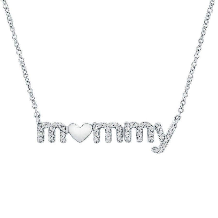 Necklace * | Sales Online 1/7 Ct. Tw. Diamond "Mommy" Necklace In Sterling Silver