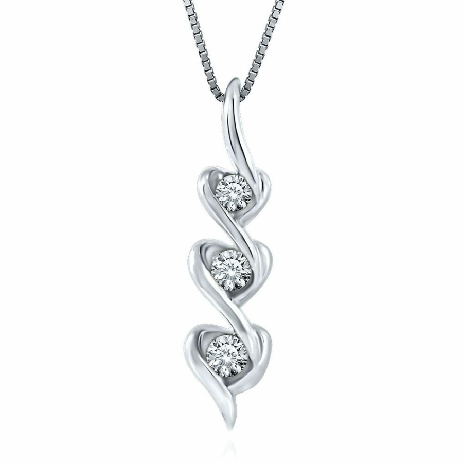 Pendants * | Special Price 1/5 Ct. Tw. Diamond Triple-Heart Pendant In 10K White Gold