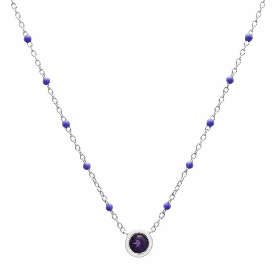 Necklace * | On Sale Amethyst And Beaded Enamel Necklace In Sterling Silver