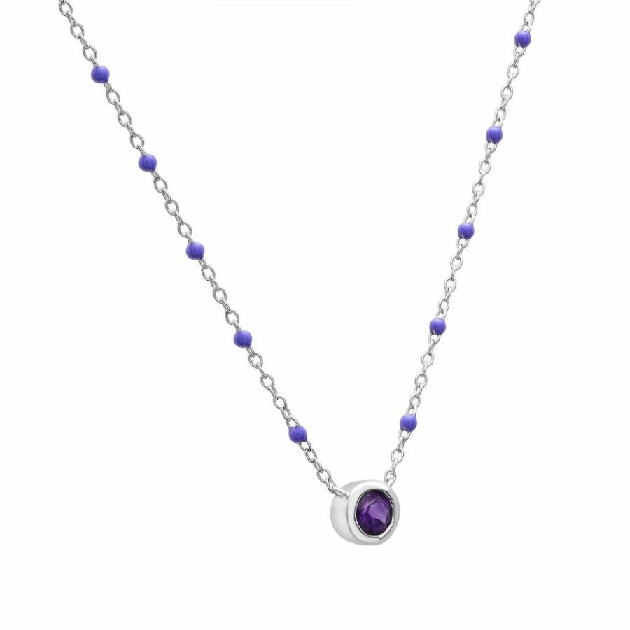 Necklace * | On Sale Amethyst And Beaded Enamel Necklace In Sterling Silver