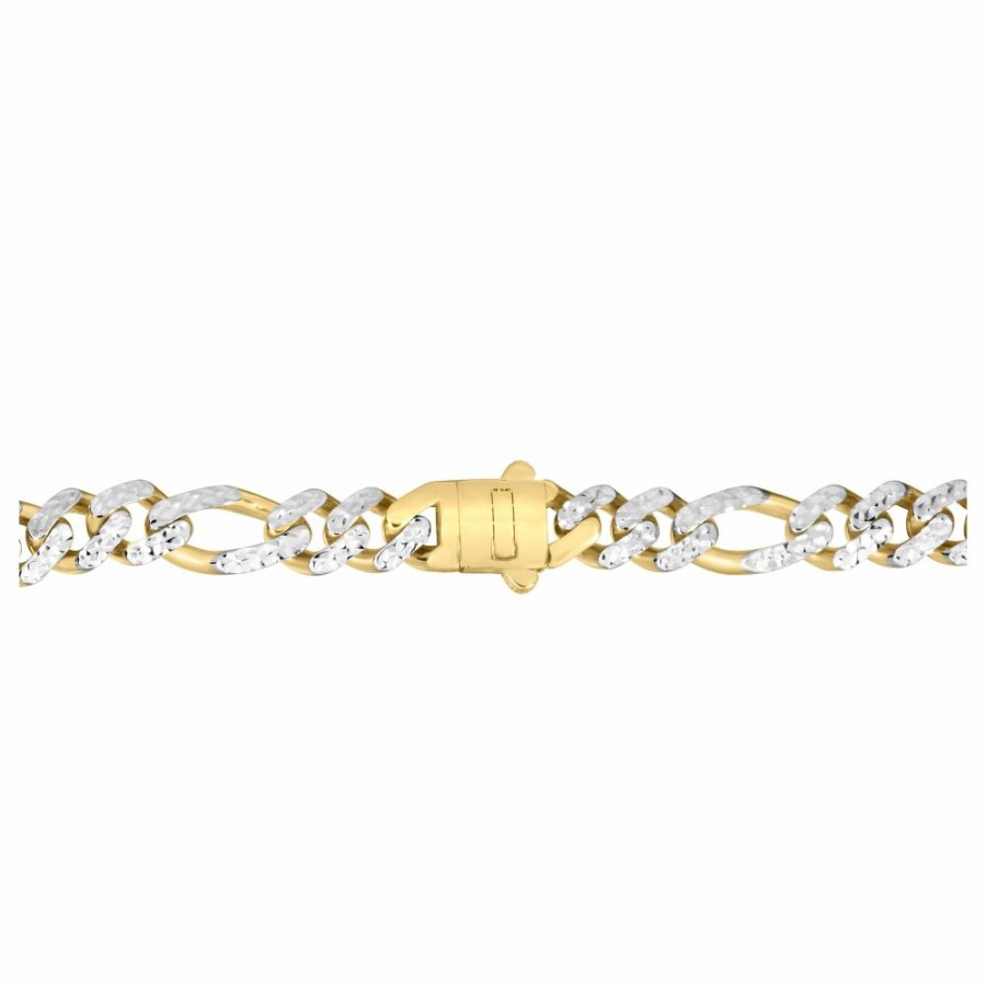 Bracelets * | Super Specials Diamond Cut Figaro Bracelet In 14K Yellow Gold, 8Mm, 8.25"