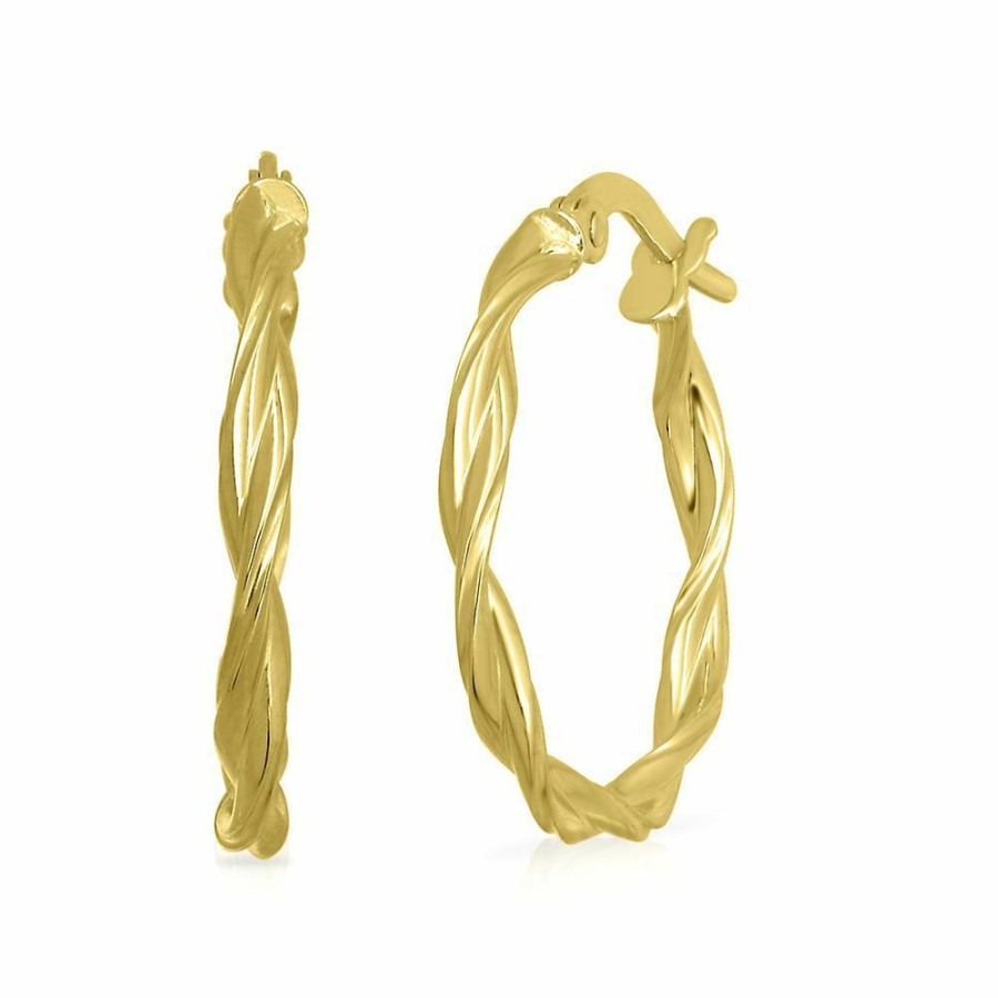 Earrings * | Clearance Sale Twist Hoop Earrings In 14K Yellow Gold