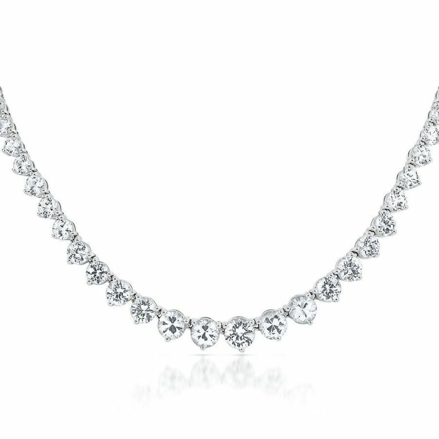 Necklace * | Clearance Sale White Sapphire Necklace In Sterling Silver