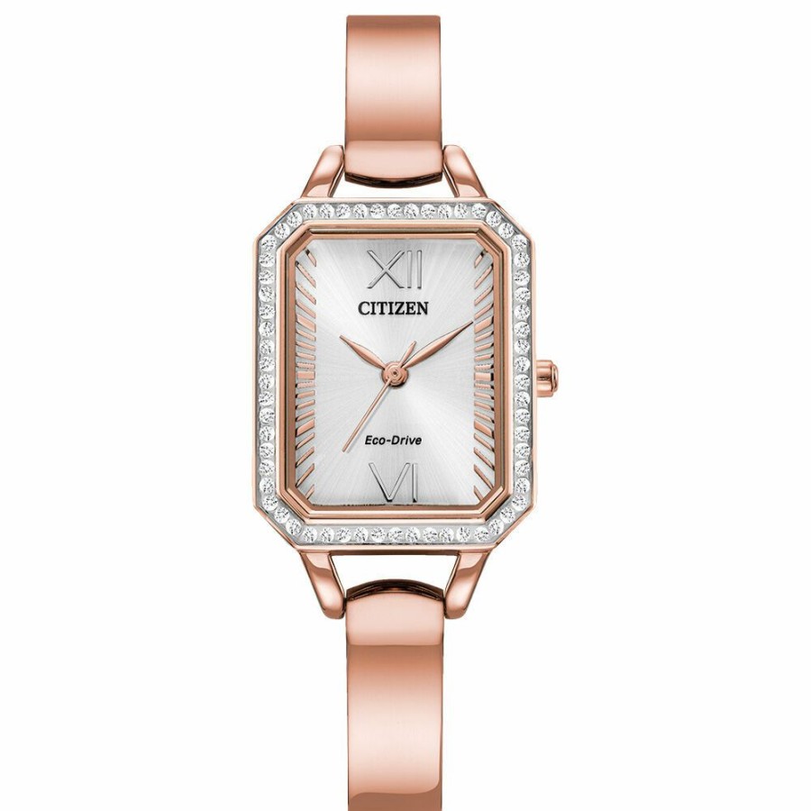 Watches * | Discount Online Silhouette Crystal Women'S Watch In Rose Gold-Tone Ion-Plated Stainless Steel