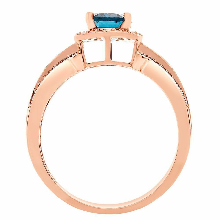 Rings * | On Sale London Blue Topaz & 1/3 Ct. Tw. White & Blue Diamond Ring In 10K Rose Gold