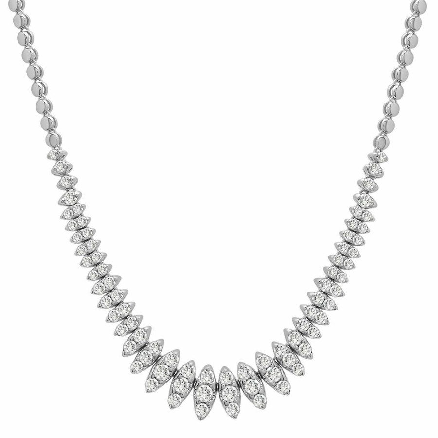 Necklace * | Special Offer Marquise Diamond Tennis Necklace In 10K White Gold (2 Ct. Tw)