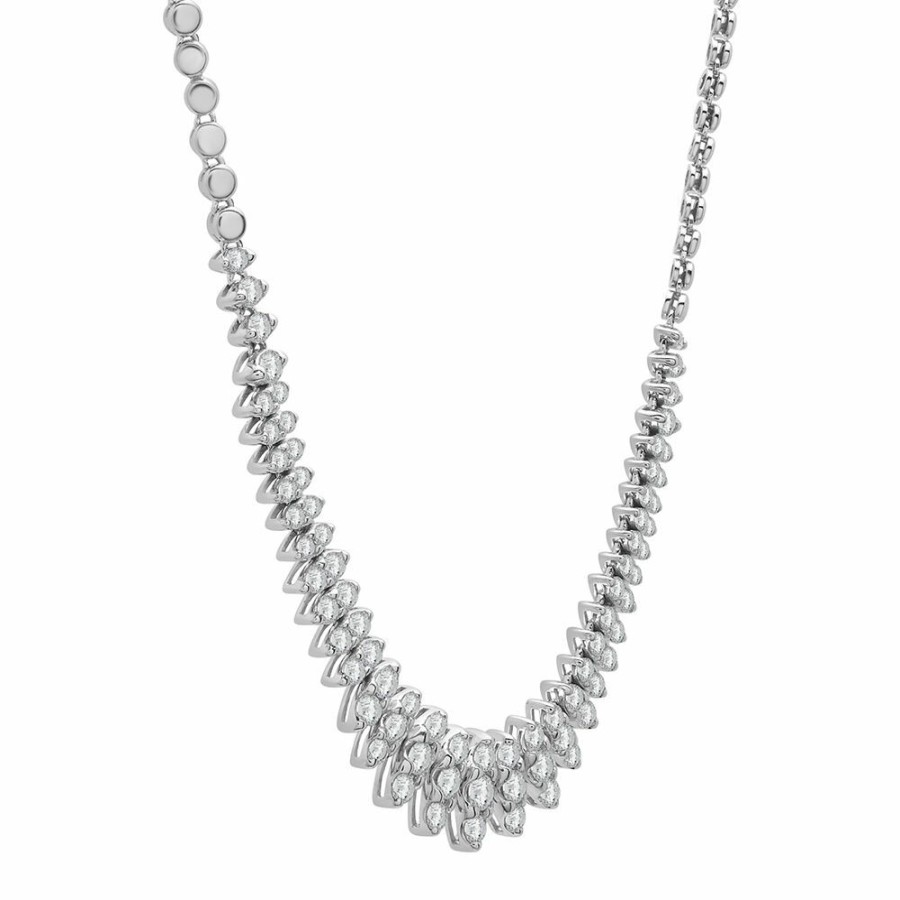 Necklace * | Special Offer Marquise Diamond Tennis Necklace In 10K White Gold (2 Ct. Tw)