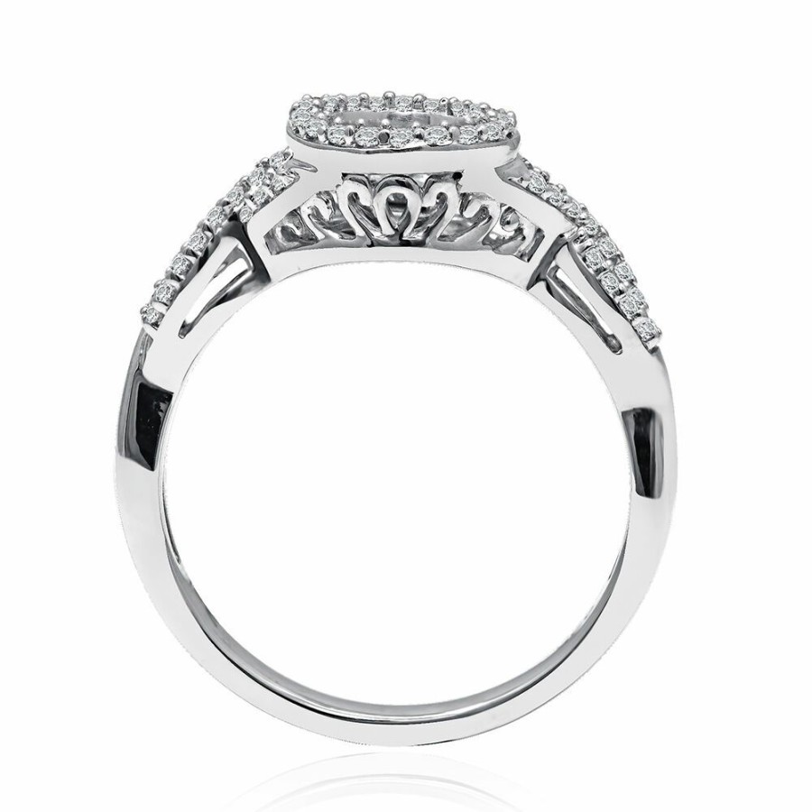 Rings * | Special Price Diamond Halo Promise Ring In Sterling Silver (1/4 Ct. Tw.)