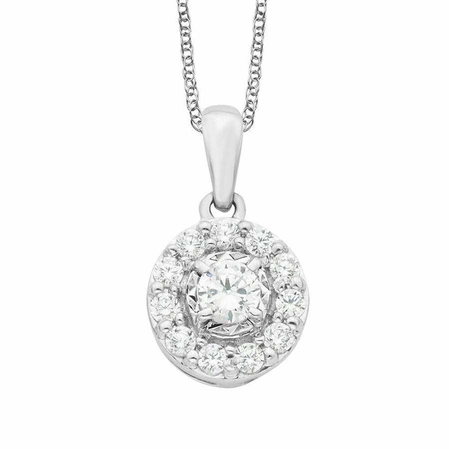 Pendants * | Prefential Price 1/2 Ct. Tw. Diamond Solitaire Pendant In 10K White Gold