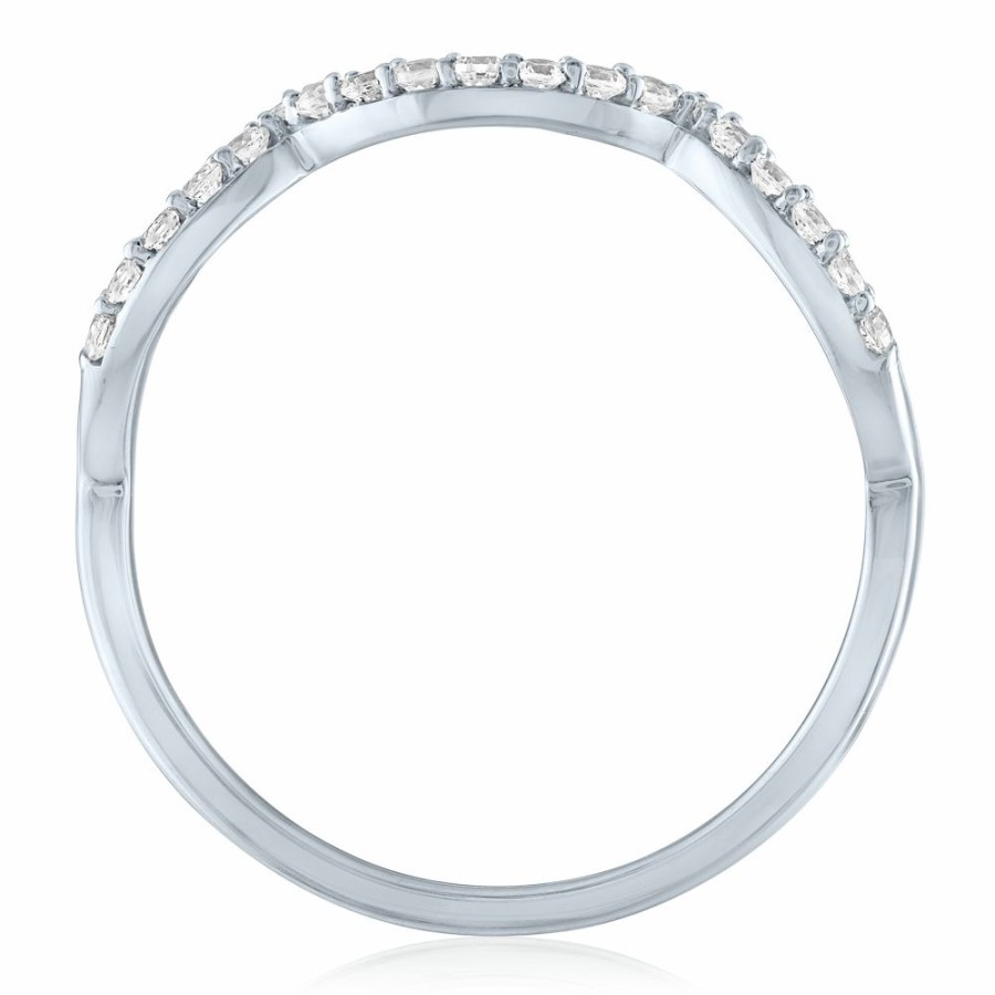 Rings * | Special Offers Diamond Scalloped Stack Band In 10K White Gold (1/7 Ct. Tw.)