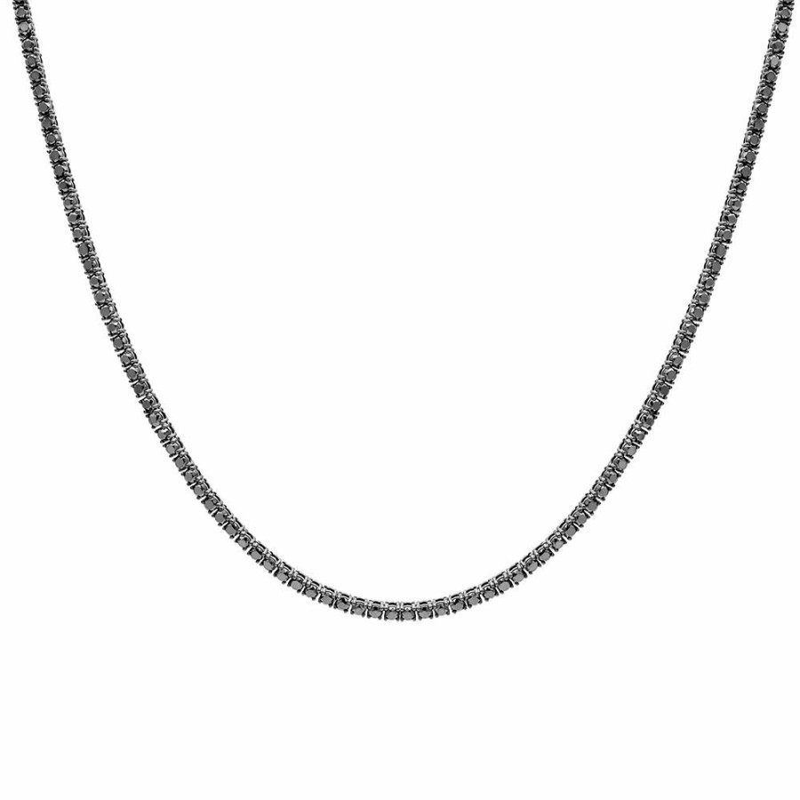 Necklace * | Special Price Black Diamond Necklace In Sterling Silver, 22