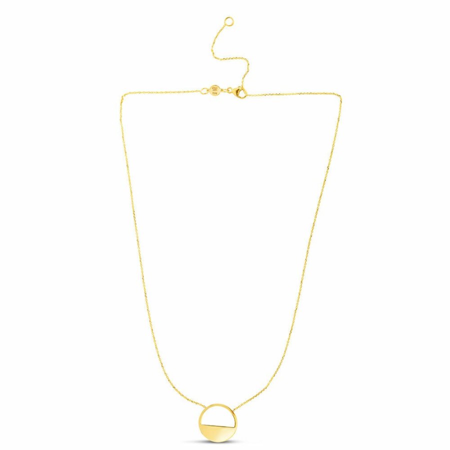 Pendants * | Sales Online Polished Semi Circle Pendant In 14K Yellow Gold