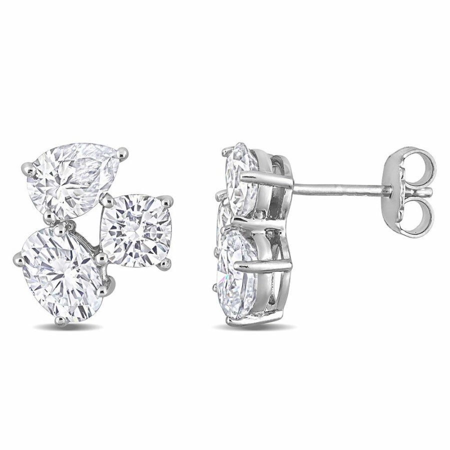 Earrings * | Special Offer Moissanite Stud Earrings With Three Shapes In Sterling Silver