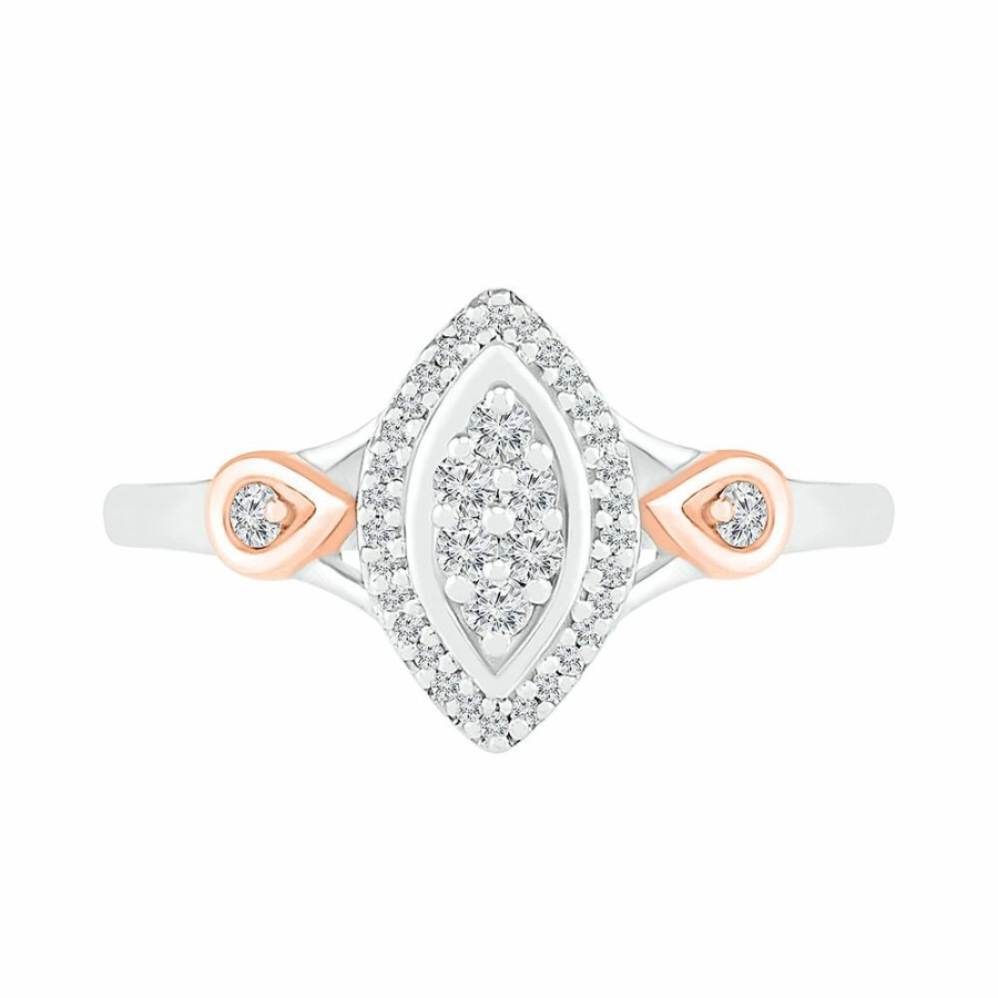 Rings * | Clearance Marquise Diamond Cluster Promise Ring In Sterling Silver (1/7 Ct. Tw.)