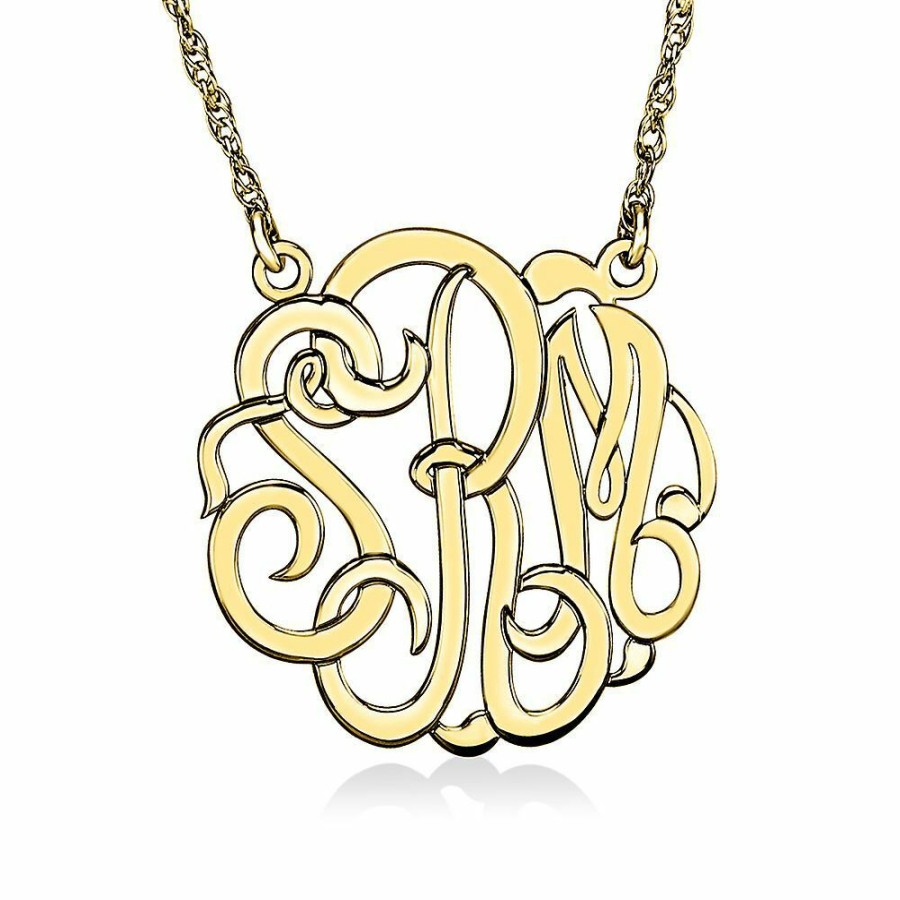 Necklace * | Special Offer Medium Monogram Necklace In 10K Yellow Gold