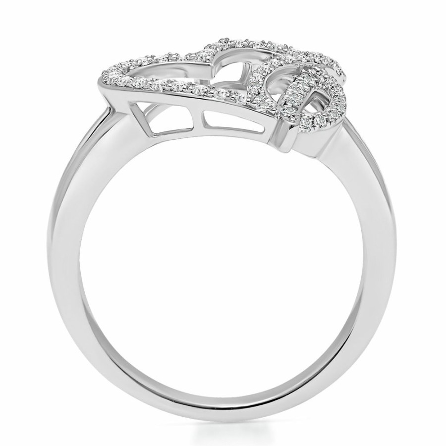 Rings * | Prefential Price Diamond Heart Ring In Sterling Silver (1/4 Ct. Tw.)