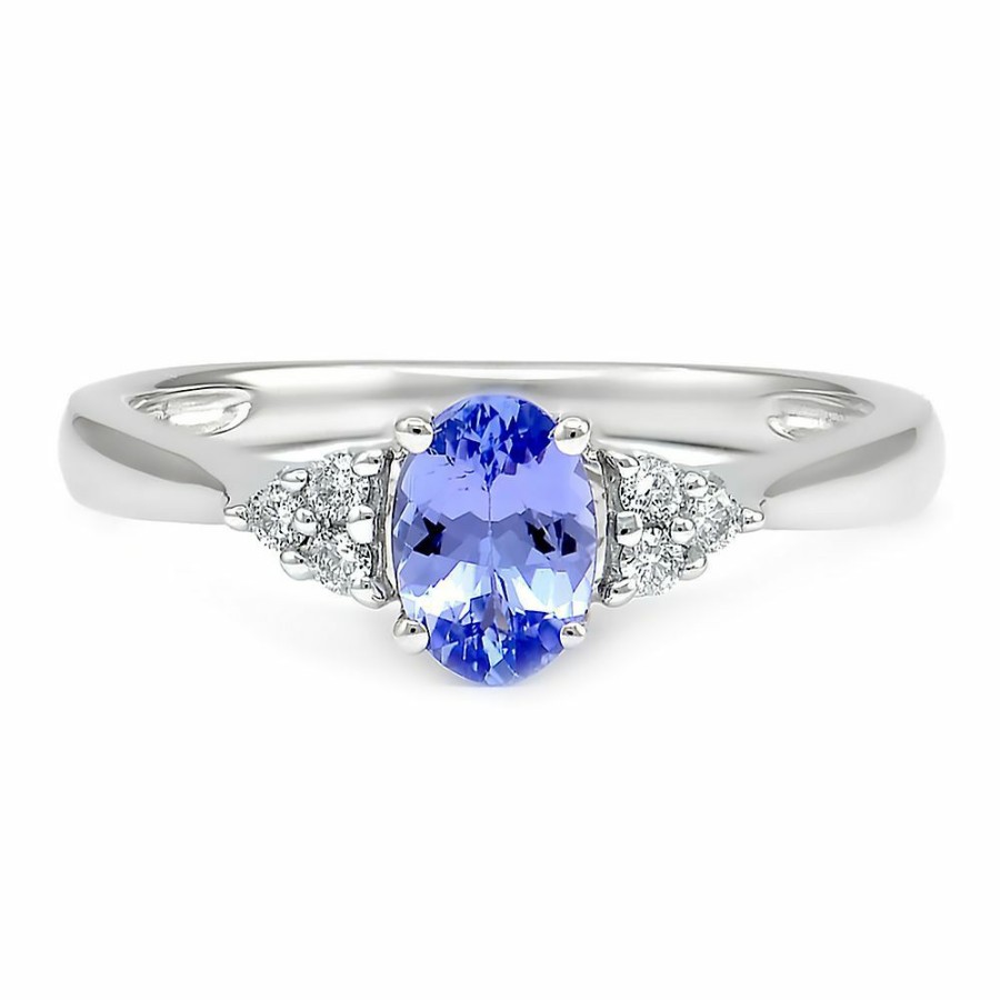 Rings * | Super Specials Tanzanite & 1/10 Ct. Tw. Diamond Ring In 10K White Gold