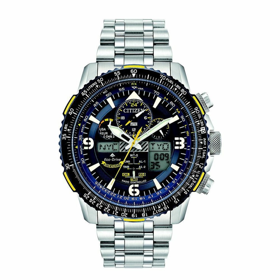 Watches * | Clearance Sale Promaster Skyhawk A-T Blue Angels Men'S Watch In Stainless Steel