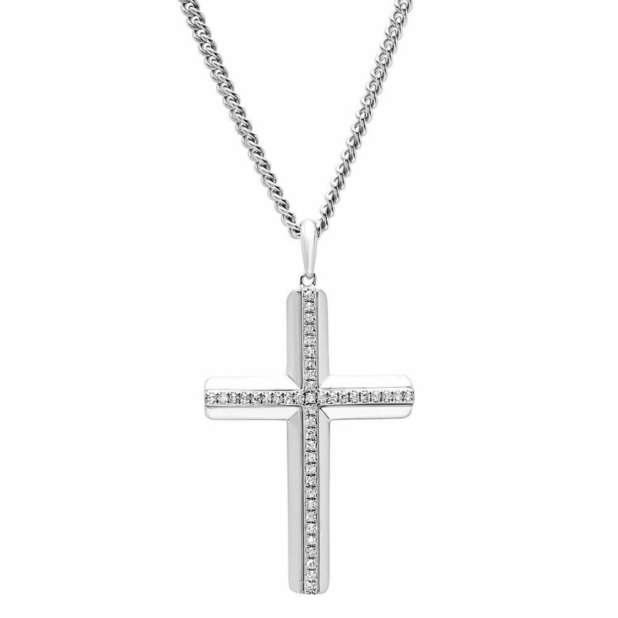 Accessories * | Half Off 1/4 Ct. Tw. Diamond Cross Pendant In Sterling Silver