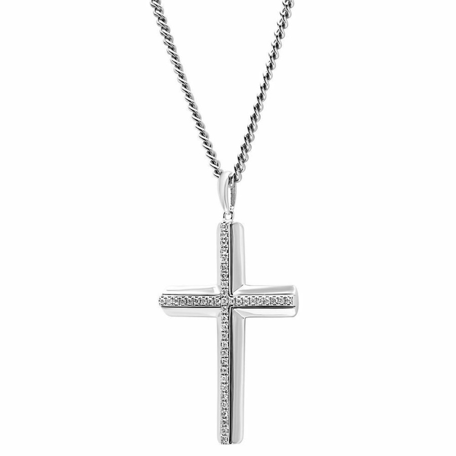 Accessories * | Half Off 1/4 Ct. Tw. Diamond Cross Pendant In Sterling Silver