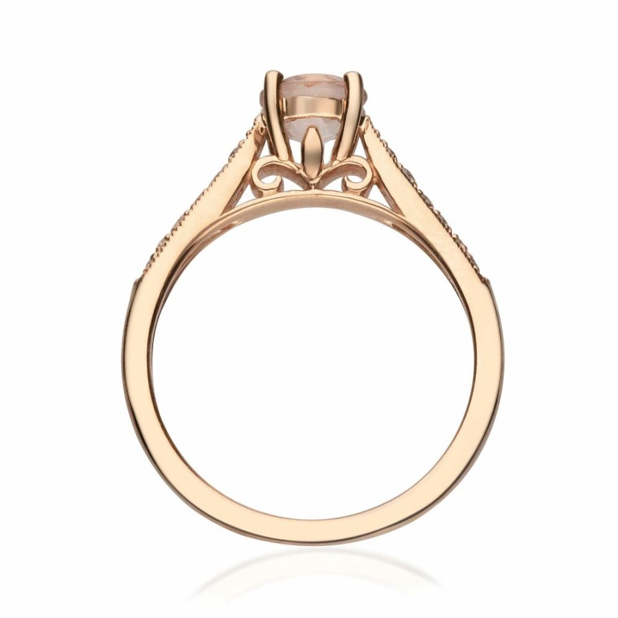 Rings * | Super Specials Round Morganite & Diamond Ring In 14K Rose Gold (1/10 Ct. Tw.)