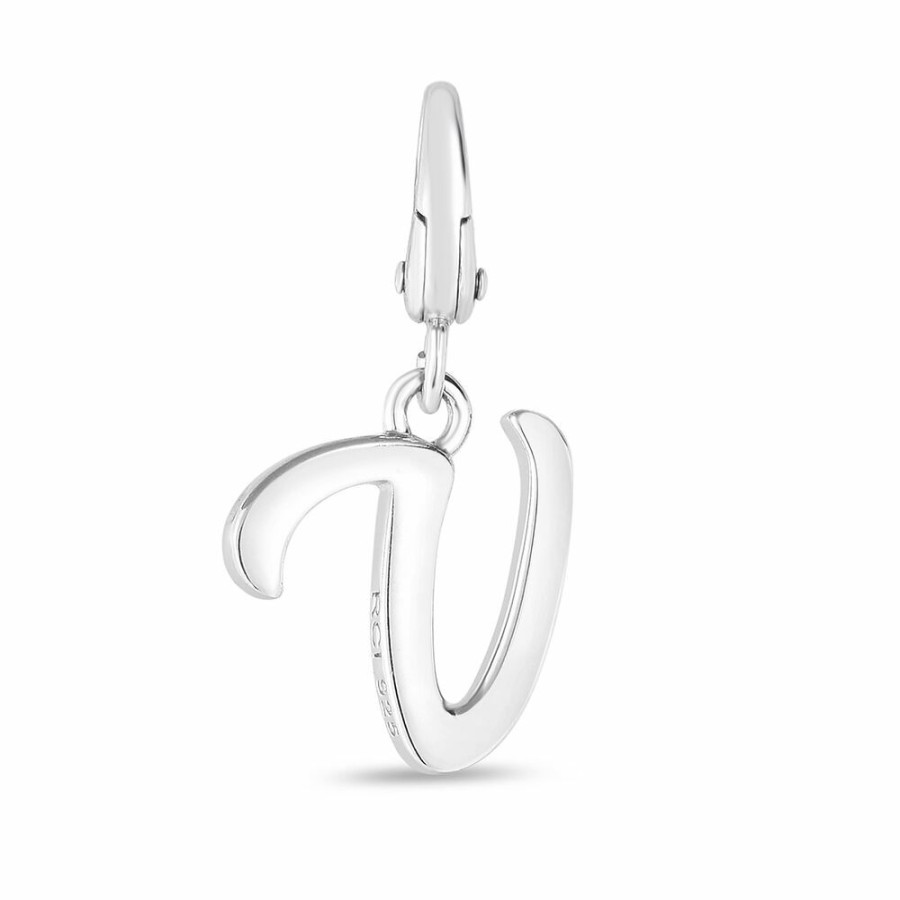 Bracelets * | Discount Online Letter V Charm In Sterling Silver