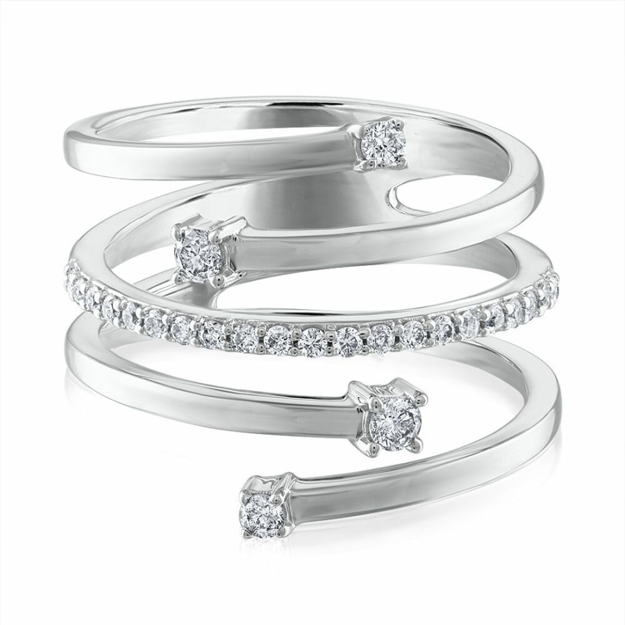 Rings * | Clearance Sale Diamond Wrap Bypass Ring In 10K White Gold (1/3 Ct. Tw.)