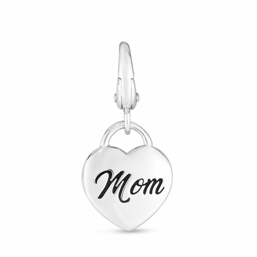 Bracelets * | Half Off Heart Mom Charm In Sterling Silver