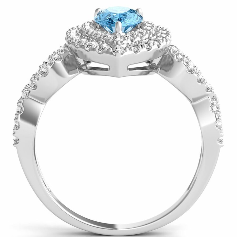 Rings * | Special Offers Blue Topaz Ring With Lab Created White Sapphires In Sterling Silver