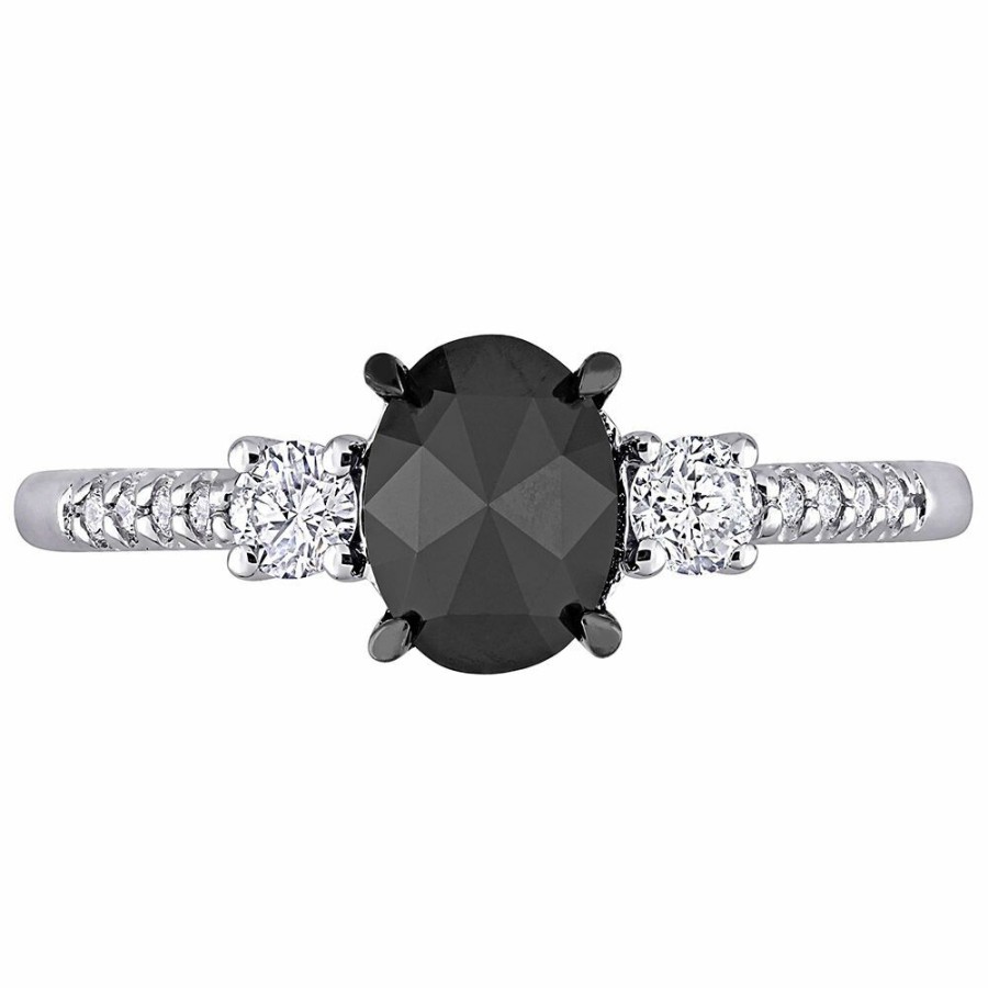 Rings * | Limit Offer 1 1/4 Black & White Diamond Ring In 14K White Gold