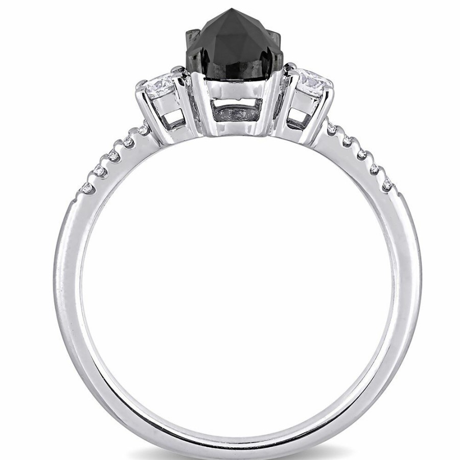 Rings * | Limit Offer 1 1/4 Black & White Diamond Ring In 14K White Gold