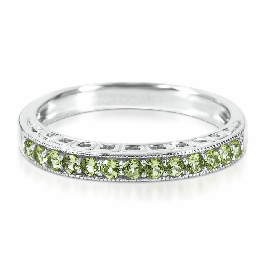 Rings * | Special Offer Peridot Stack Ring In Sterling Silver