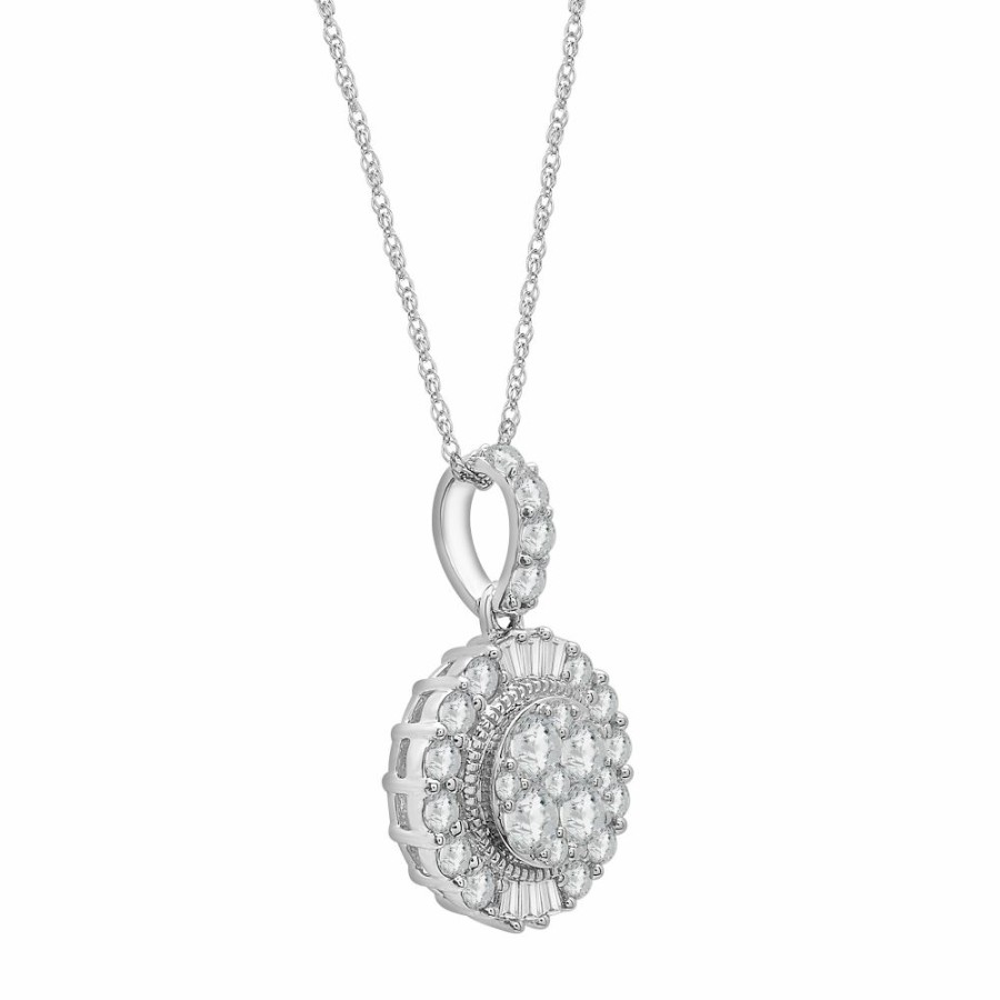 Pendants * | Prefential Price Diamond Halo Pendant In 10K White Gold (1 Ct. Tw.)