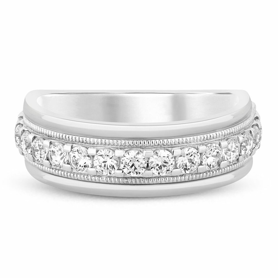 Accessories * | Special Offer Men'S Diamond Wedding Band In 10K White Gold (1 Ct. Tw.)