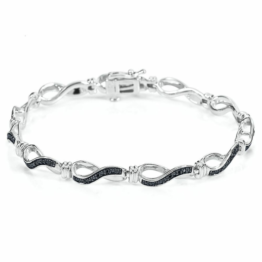 Bracelets * | Special Offer 1/4 Ct. Tw. Black Diamond Bracelet In Sterling Silver