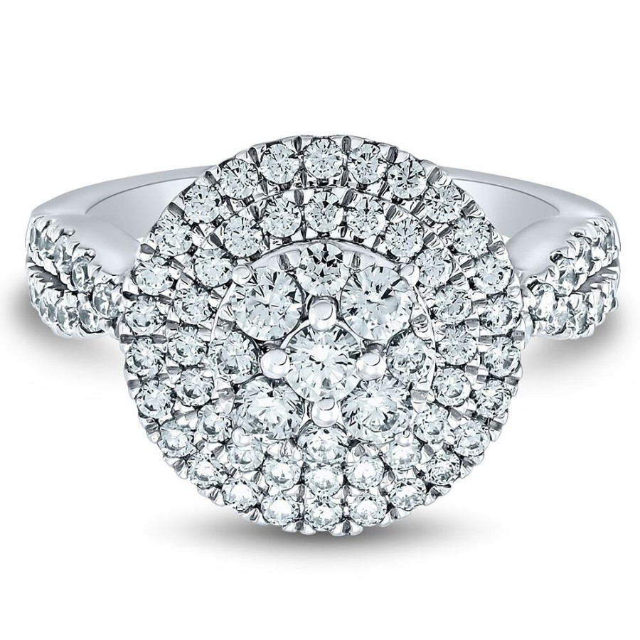 Rings * | Special Offers Lab Grown Diamond Round Cluster Ring In 14K White Gold (1 1/4 Ct. Tw.)