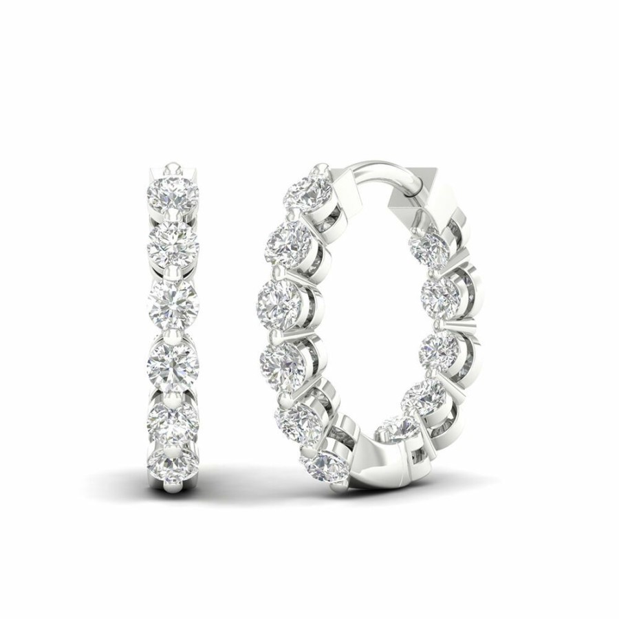 Earrings * | Special Price Lab Grown Diamond Inside-Out Hoop Earrings In 14K White Gold (1 Ct. Tw.)