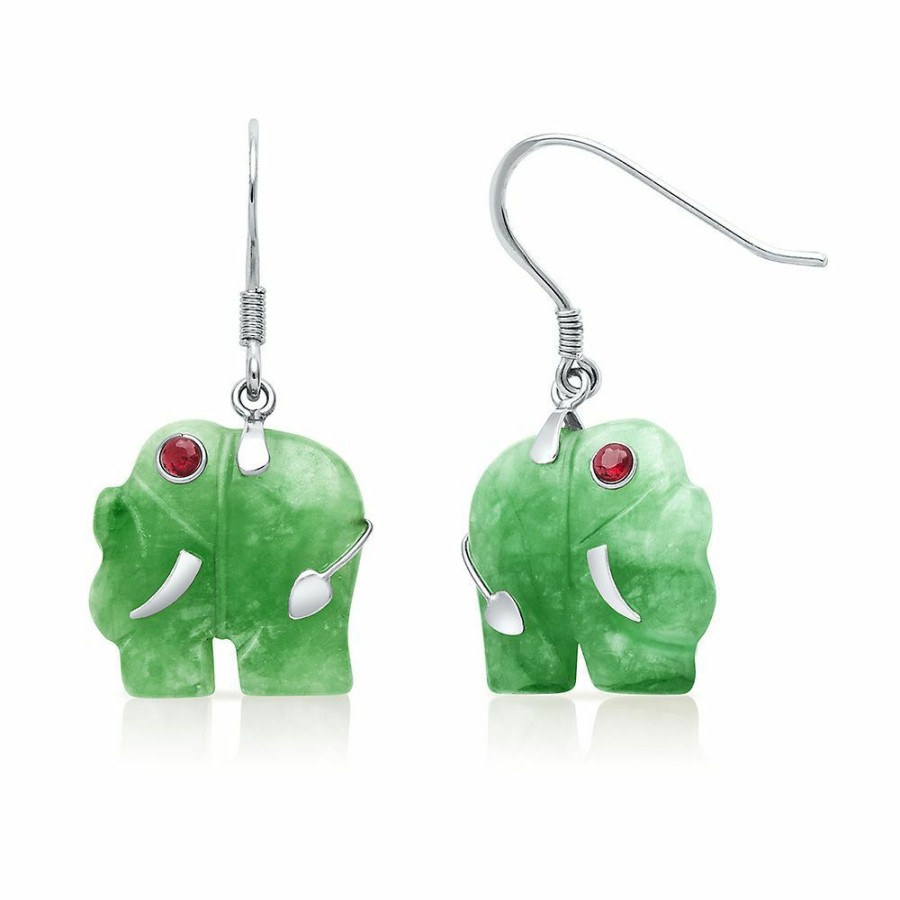 Earrings * | Super Specials Jade Elephant Earrings In Sterling Silver