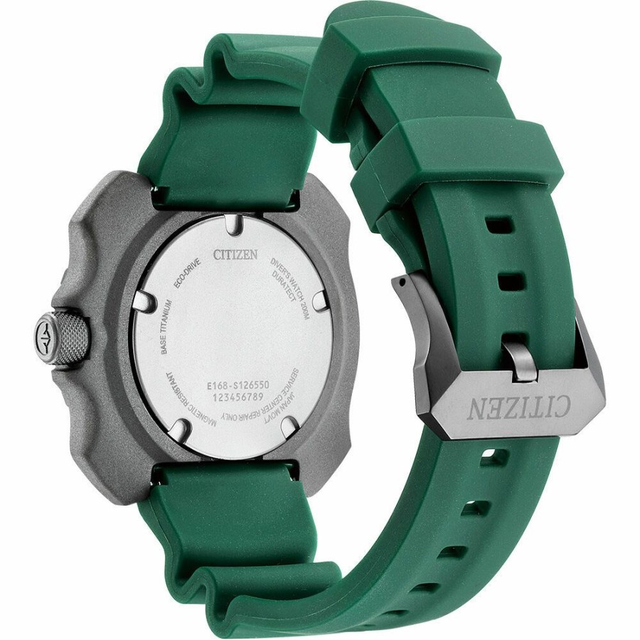 Watches * | Limit Offer Promaster Diver Green Polyurethane Men'S Watch In Gray Titanium