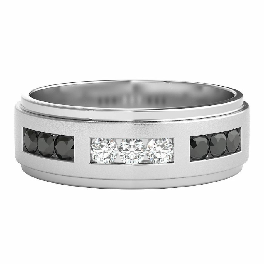 Accessories * | Discount Online Men'S 3/8 Ct. Tw. Black & White Diamond Ring In 10K White Gold